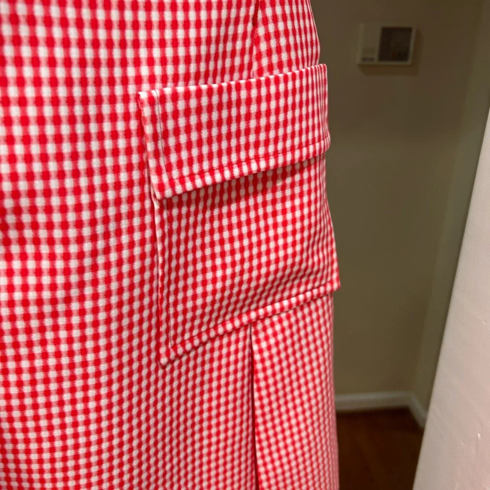 Vintage polyester dress red & white checked dress. Size tag missing. - Picture 3 of 5